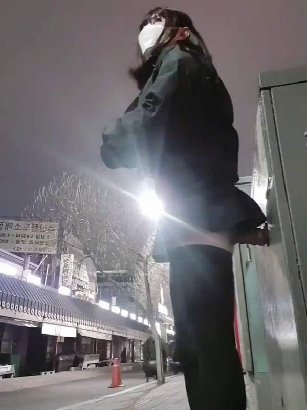 Hier wird gefickt - japanisches Streetsex mit Maske und Dildo