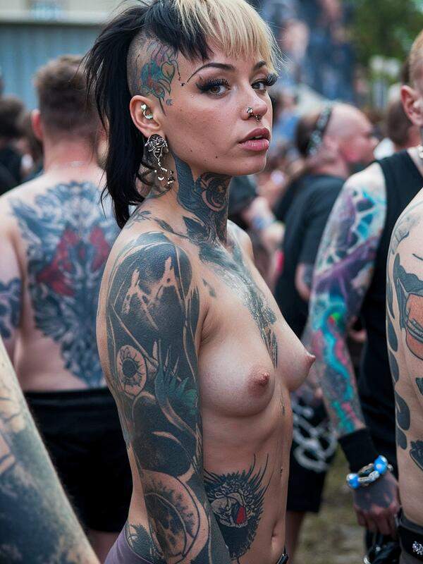 Tätowierte Frauen beim Rockfestival - Nackt und wild